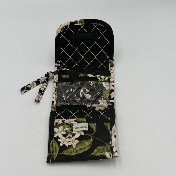 Classic Vera Bradley Quilted Trifold Wallet Retired Jasmine Black Floral Print - Picture 4 of 11